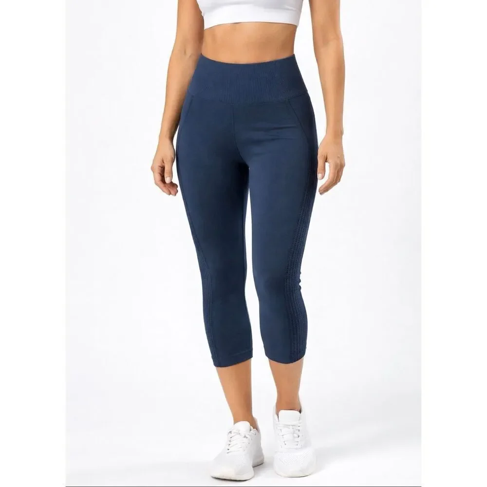 Lululemon Flow And Go CropSeamless Leggings Size S blue